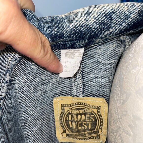 James West American Made Vintage Coat Size Medium HandPainted Acid Washed Denim - Picture 5 of 16